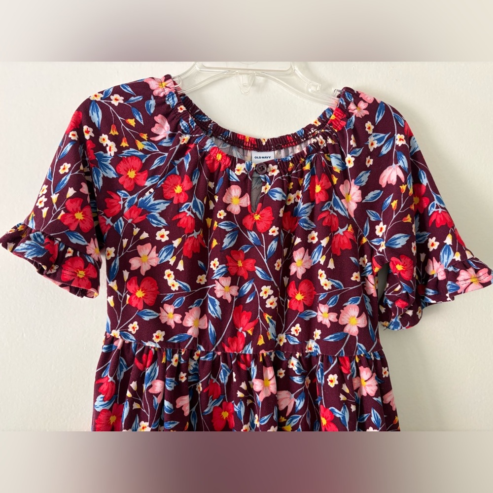 Old Navy Toddler Girls Floral Dress Set 2T 3T Ruffle Tiered Twirl Knit Ditsy - Picture 5 of 12